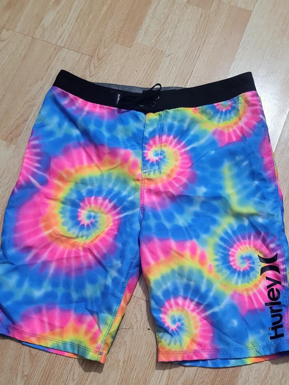 Hurley Neon Tie-Dye Spiral Boardshorts - Blue, Pink, Yellow, Green Sz 20